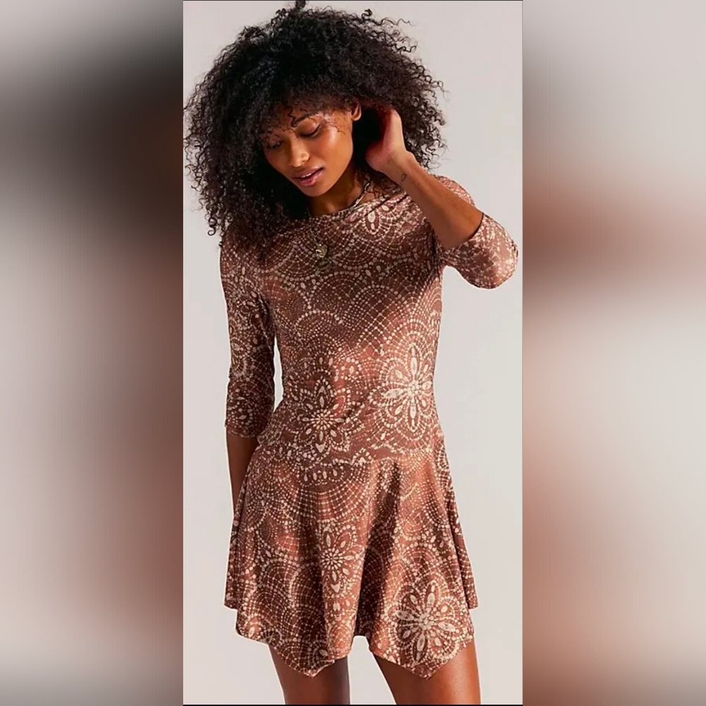 Free People Floral Long Sleeve Mini Dress - Picture 1 of 3